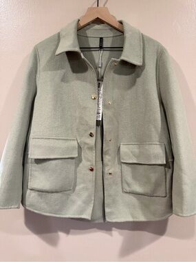 New with Tags Women’s Sage Green Wool Coat Snap Jacket